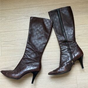 Gucci x Tom Ford Guccissima Brown Leather Monogram Vintage Boots